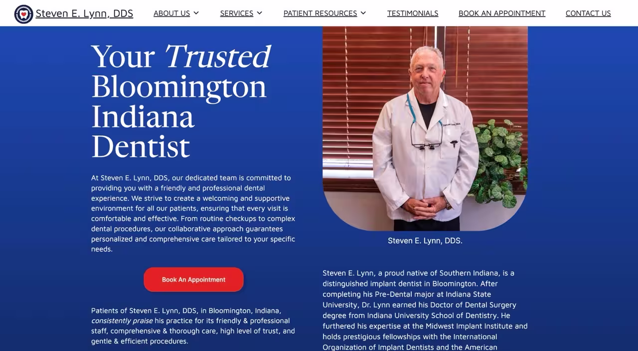 Hompage of bloomingtonimplantdentist.com