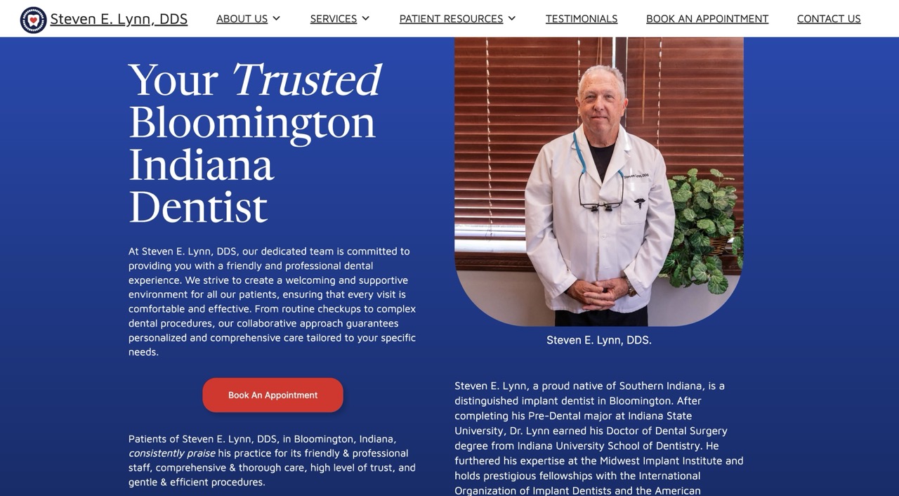 Hompage of bloomingtonimplantdentist.com